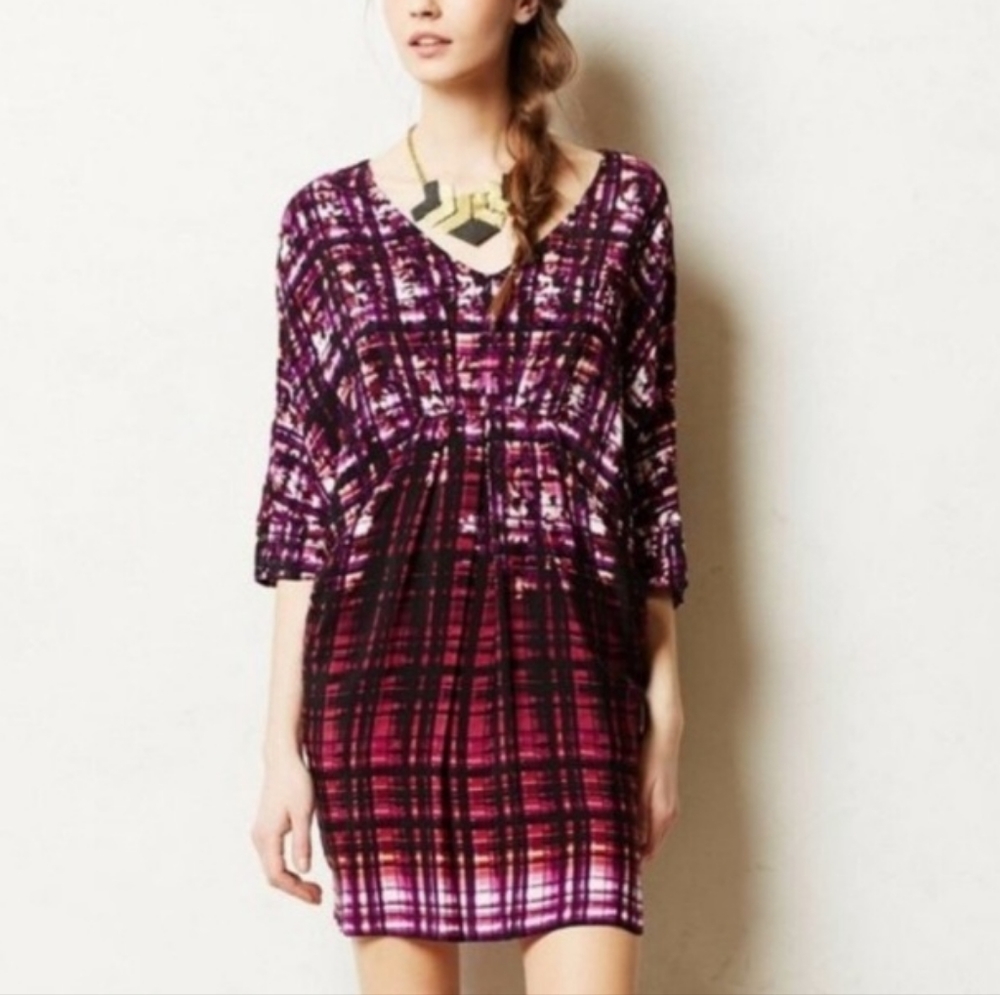 Maeve Anthropologie Purple Petal Cocoon Tunic Dress Women's Sz Med